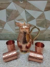 Hammered Copper Jug Set  (1.5L & 2cups) (#CJ1500)｜ 純銅精品儲水壺 - 1.5公升 及 2水杯