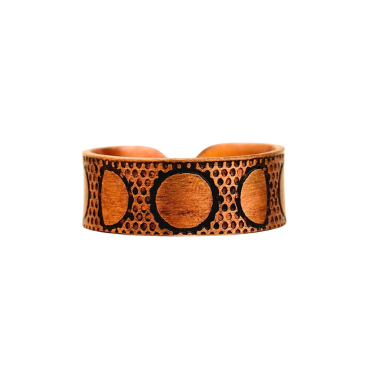 Handcrafted Moon Phase Copper Ring ｜手作感月盈律動純銅戒指 (#YS019)