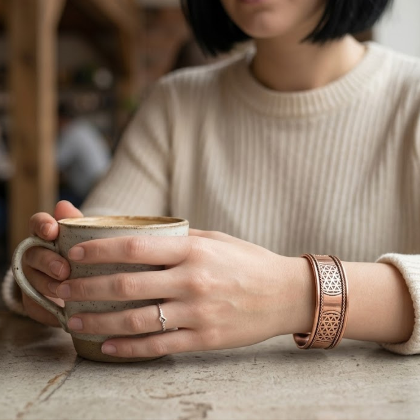 Flower of Life Copper Bracelet  |  神聖幾何生命之花純銅手鐲 (YS026)