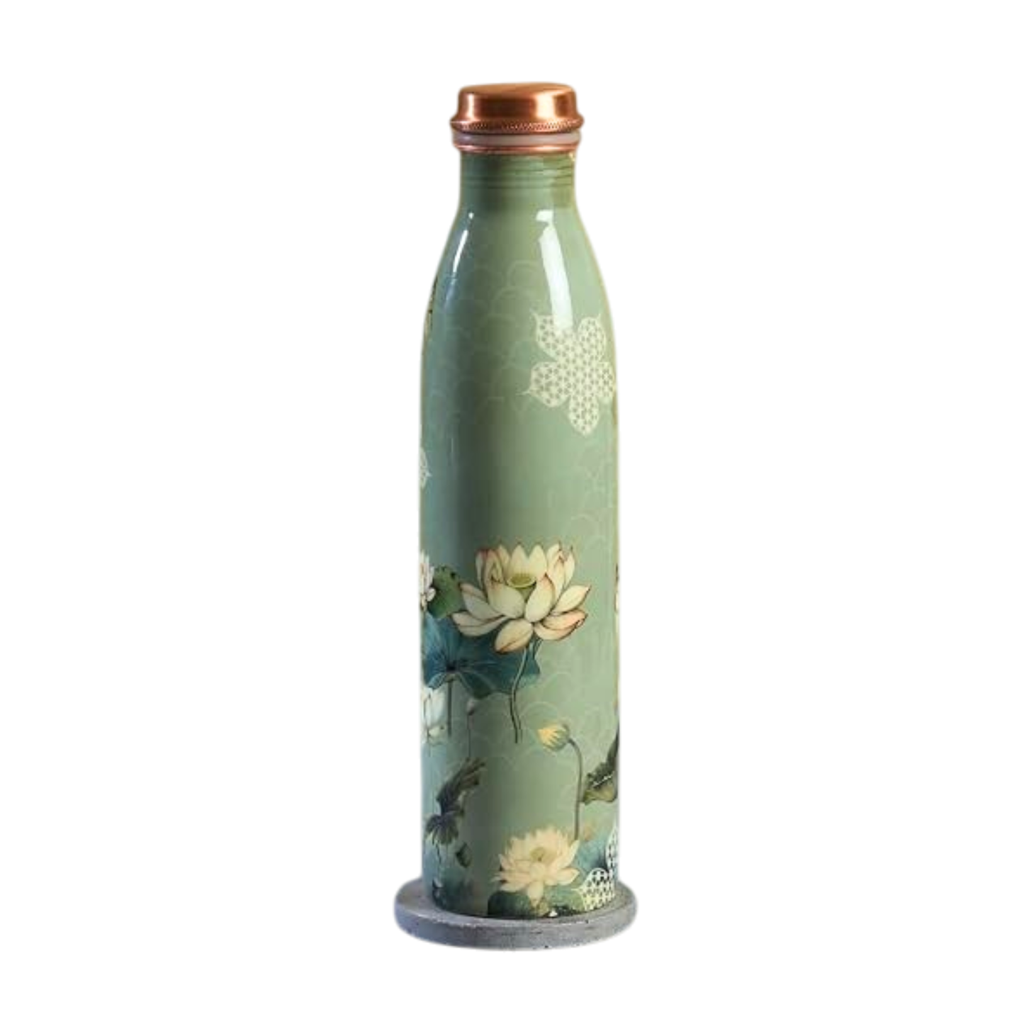 Copper Lotus Printed Bottle  (950ml) ｜ 印度手工純銅水瓶