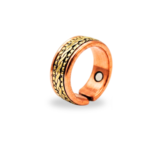 Dual-Tone Magnetic Ring ｜雙色編織雕花純銅戒指 (#YS013)