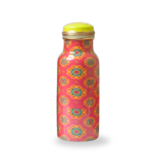 小容量紅色曼陀羅銅水瓶｜Red Mandala Meera Printed Copper Bottle - Small (500ml) （#NU002）
