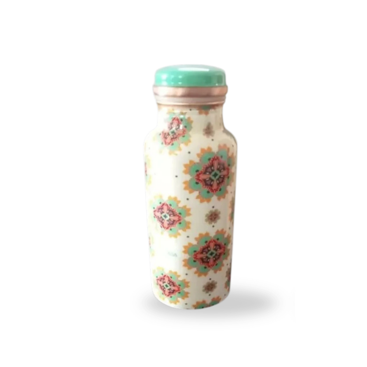 Copper Bottle - White Mandala Floral Printed  (500ml) ｜白色曼陀羅銅水瓶 (#NU001)