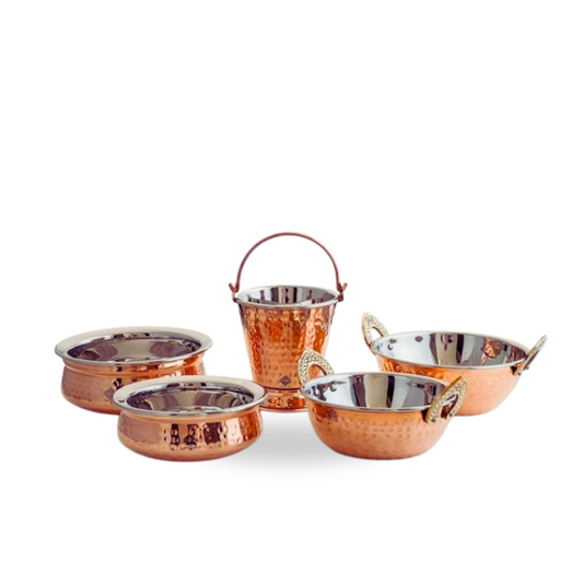 Steel Copper Serving Set of 5｜ 印度料理餐具組合