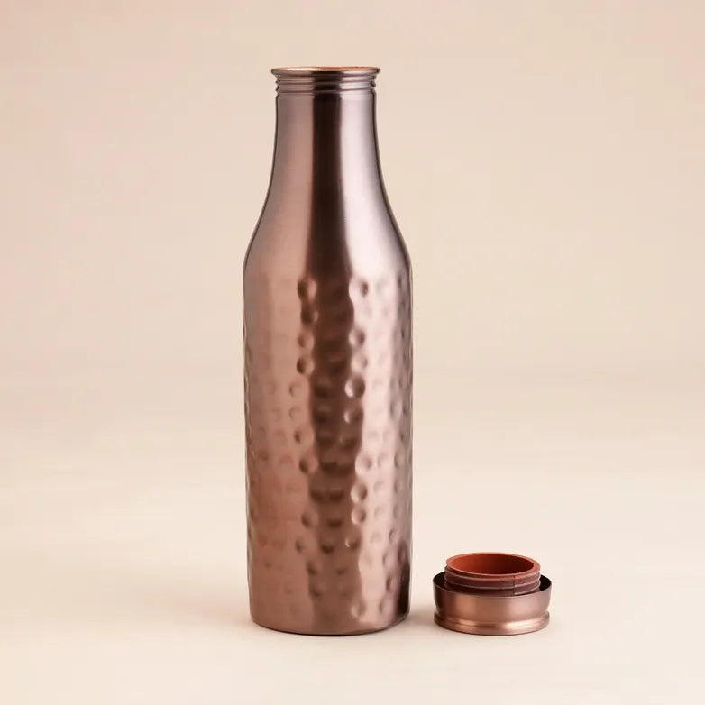 Antique Hammered Copper Bottle (700ml) 印度手工純銅雕刻水瓶｜阿育吠陀飲用銅水習慣