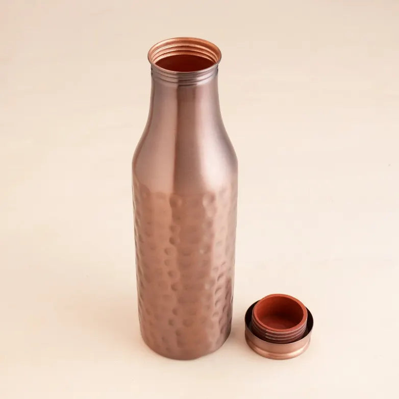 Antique Hammered Copper Bottle (700ml) 印度手工純銅雕刻水瓶｜阿育吠陀飲用銅水習慣